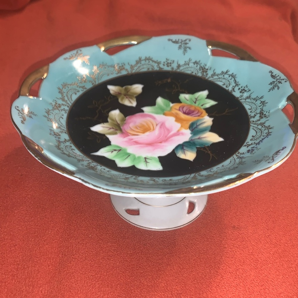 Strafford Hand painted pedestal plate dish  JUST BEAUTIFUL!!!!